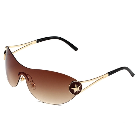 Lunettes de Soleil Sans Monture Monobloc Fashion Y2K pour Femmes Décoration Étoile Monture en Métal Verres Dégradés UV400