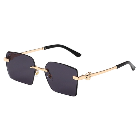 Gafas De Sol Rectangulares Sin Montura Lentes PC Degradadas Protección UV400 Vintage Montura Metal Dorado Moda Unisex