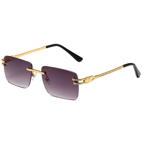 Frameless Square Sunglasses For Men And Women Retro Metal Frame Gradient Lenses UV400 Protection Fashion Eyewear