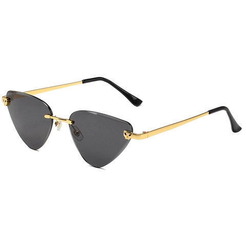 Occhiali Da Sole Cat Eye Senza Montatura Testa Di Leopardo Montatura In Metallo Lenti Sfumate UV400