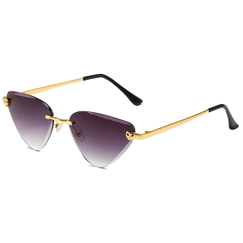 Occhiali Da Sole Cat Eye Senza Montatura Testa Di Leopardo Montatura In Metallo Lenti Sfumate UV400