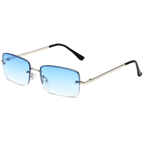 Gafas De Sol Rectangulares Sin Montura Montura Metálica Lentes Degradadas Decoración Estrella Moda Vintage UV400