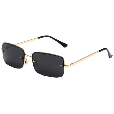 Gafas De Sol Rectangulares Sin Montura Montura Metálica Lentes Degradadas Decoración Estrella Moda Vintage UV400