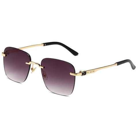 Rimless Square Sunglasses Gradient Lens Gold Metal Frame UV400 Fashion Eyewear For Women Men Trendy Outdoor Sun Glasses