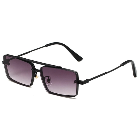 Retro Rectangular Sunglasses Metal Frame UV400 Protection Gradient Lens Small Square Punk Hip Hop Eyewear Unisex