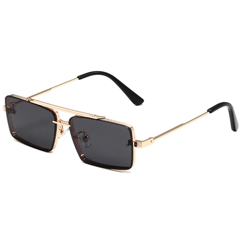 Retro Rectangular Sunglasses Metal Frame UV400 Protection Gradient Lens Small Square Punk Hip Hop Eyewear Unisex