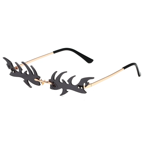 Gafas de Sol Punk Llama Sin Montura Para Mujeres Hombres Novedad Gafas con Forma de Fuego Protección UV400 Fiesta Festival de Música Gafas de Moda