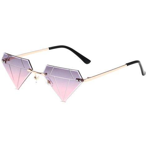 Occhiali Da Sole Senza Montatura Forma Diamante Montatura Metallo Lente Policarbonato UV400 Festa Moda Unisex Accessorio