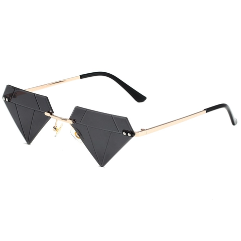 Occhiali Da Sole Senza Montatura Forma Diamante Montatura Metallo Lente Policarbonato UV400 Festa Moda Unisex Accessorio