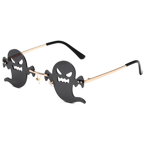Randlose Geist Form Lustige Sonnenbrille Neuheit Teufel Halloween Party Brillen Für Männer Frauen Metallrahmen UV400 Brille