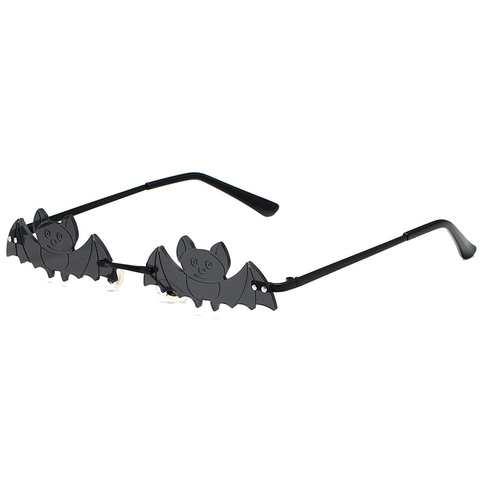 Coole Mode Fledermaus Geformte Metall Sonnenbrillen Für Damen Herren Gothic Party Halloween Randlose Getönte PC Gläser Brillen