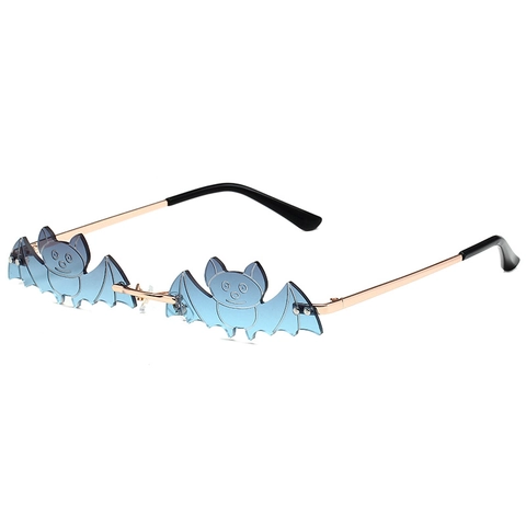 Coole Mode Fledermaus Geformte Metall Sonnenbrillen Für Damen Herren Gothic Party Halloween Randlose Getönte PC Gläser Brillen