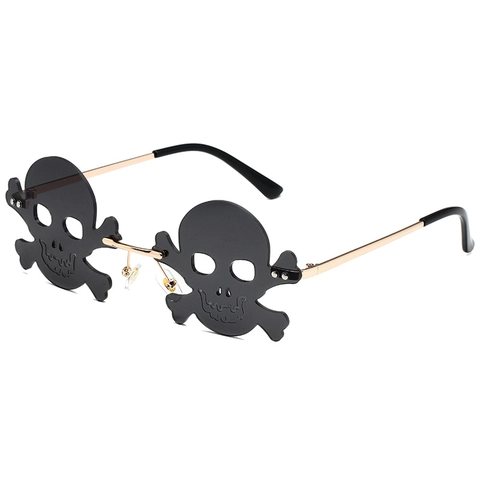 Gafas de Sol Creativas con Forma de Calavera y Esqueleto sin Montura de Metal para Fiesta Hombre Mujer Halloween Punk