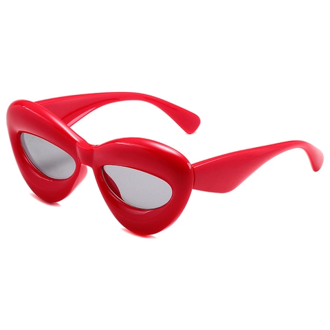 Retro Y2K Dicker Rahmen Katzenauge Sonnenbrille Für Damen Herren Mode Ausgefallen Lippenform Kunststoffrahmen AC Linse UV400