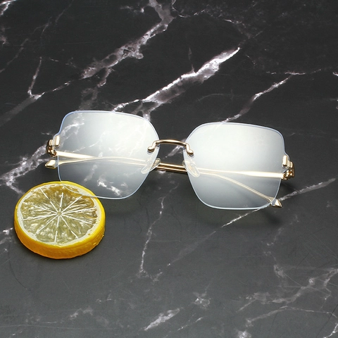 Occhiali Anti Luce Blu Quadrati Senza Montatura Montatura In Metallo Geometrici Moda Per Donna