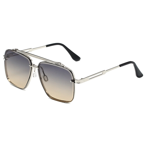 Aviator Sunglasses Metal Frame Double Bridge Square UV400 Protection Fashion Gradient Lenses For Men Women