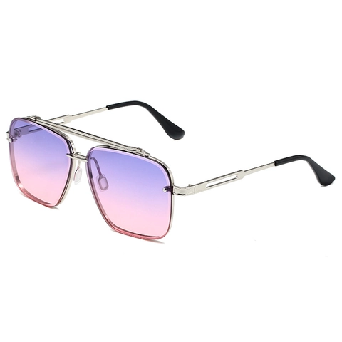 Aviator Sunglasses Metal Frame Double Bridge Square UV400 Protection Fashion Gradient Lenses For Men Women