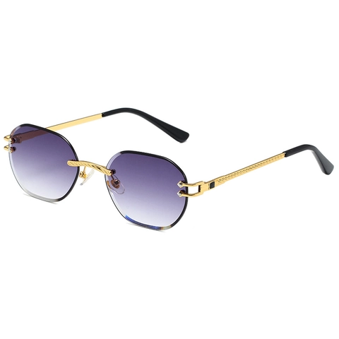 Gafas De Sol Poligonales Sin Montura Marco Metal Lentes PC Degradadas UV400 Gafas Retro Para Hombres Mujeres