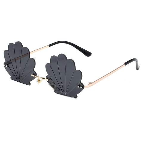 Gafas De Sol Sin Montura Con Forma De Concha UV400 Montura Metálica Gafas De Moda Playa Verano Fiesta Mujeres Hombres