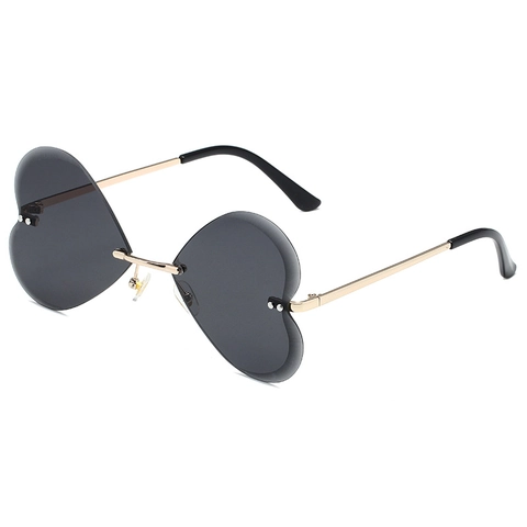 Herzförmige Randlose Sonnenbrille UV400 Schutz Metallrahmen Getönte PC-Gläser Mode Brillen Für Damen Party