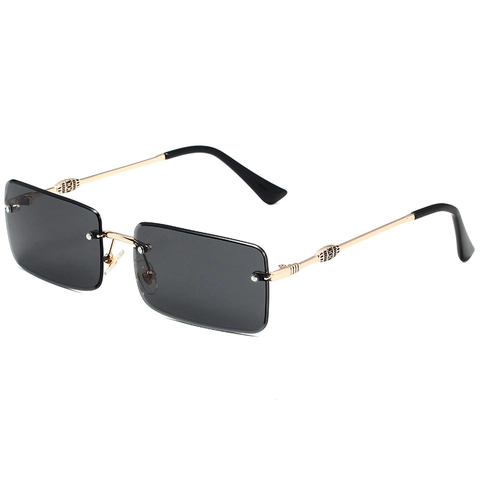 Vintage Rimless Rectangular Sunglasses For Women Men Fashion Metal Frame UV400 Protection Gradient Square Eyewear Streetwear