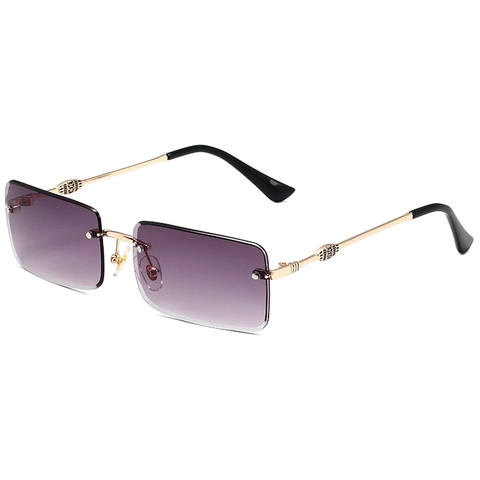 Vintage Rimless Rectangular Sunglasses For Women Men Fashion Metal Frame UV400 Protection Gradient Square Eyewear Streetwear