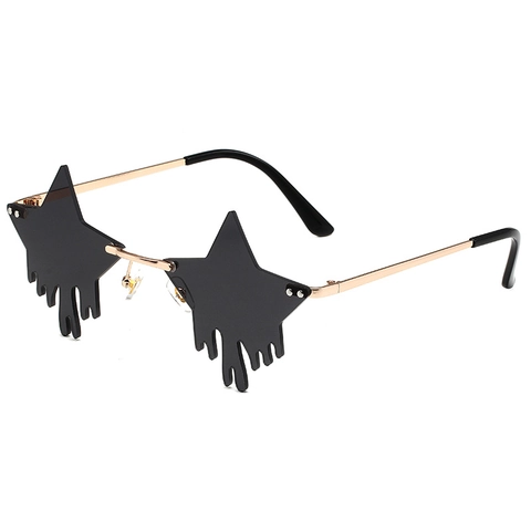 Occhiali Da Sole Senza Montura Stella Effetto Gocciolante Telaio Metallo Protezione UV400 Festa Moda Y2K Donna Uomo