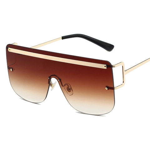 Übergroße Shield Sonnenbrille Randlose Shield Metallrahmen UV400 Schutz PC Linse Mode Trendy Punk Futuristisch Unisex