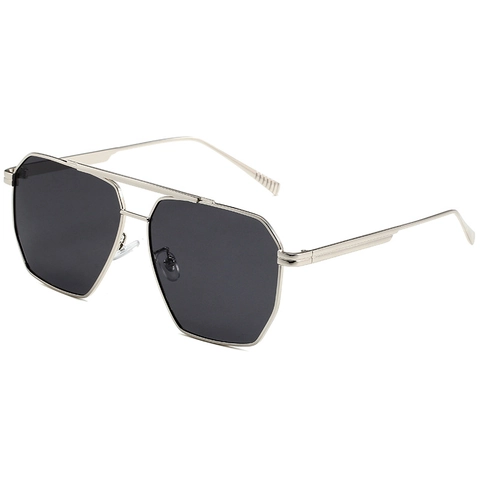 Gepolariseerde Aviator Zonnebril Metalen Frame Dubbele Brug UV400 Bescherming Zeshoek Geometrische Brillen Voor Heren Dames