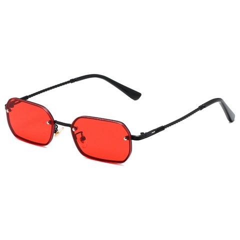 Vintage Randloze Rechthoekige Zonnebril Voor Dames Heren Metalen Gedraaide Poten Gradiënt PC Lens UV400 Mode Brillen Voor Reizen Feest
