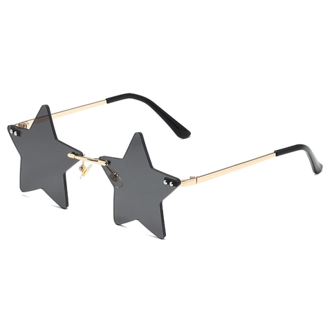 Fashion Star Shaped Rimless Sunglasses For Women Men Metal Frame Five Pointed Star Glasses Party Festival Trendy Eyewear