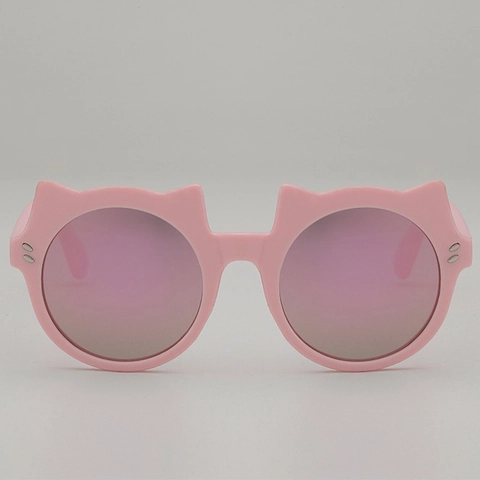 Kinder Zonnebril Roze Kattenoren Cartoon TR90 AC UV400 Gepolariseerd Schattig Mode Voor Peuters Jongens Meisjes