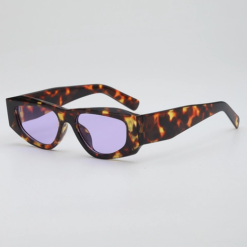 Vintage Polygon Sunglasses UV400 Protection Retro Small Thick Frame Floral Marble Pattern Fashion Eyewear Women Men