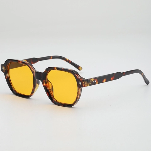 Lunettes De Soleil Rétro Polygone Protection UV400 Monture PC Verres AC Mode Pour Hommes Femmes
