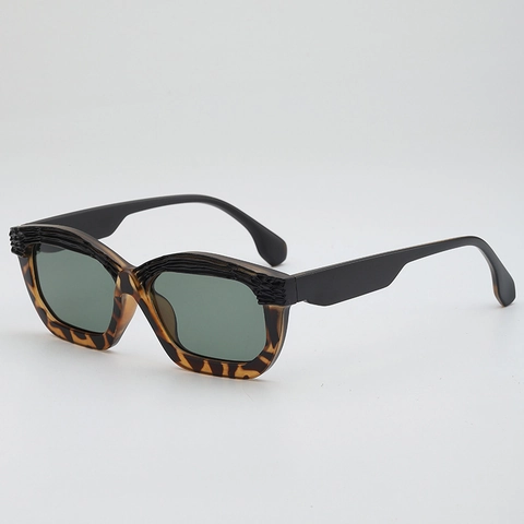 Retro Irregular Small Frame Sunglasses Textured Stripe Hip Hop UV400 Protection PC AC Eyewear Unisex