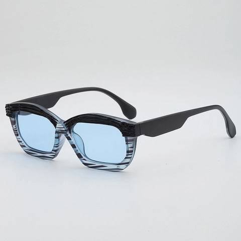 Retro Irregular Small Frame Sunglasses Textured Stripe Hip Hop UV400 Protection PC AC Eyewear Unisex
