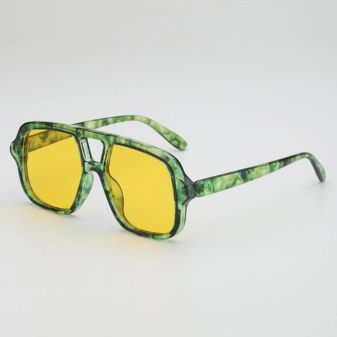 Oversized Sunglasses Retro Double Bridge PC Frame AC Lens UV400 Protection Square Fashion Eyewear For Men Women