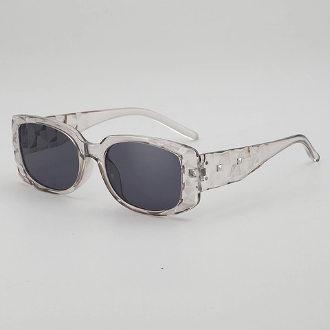 Lunettes De Soleil Rectangulaires Rétro Protection UV Monture PC Verre AC Texture Géométrique Taille Diamant Lunettes De Mode Pour Hommes Et Femmes