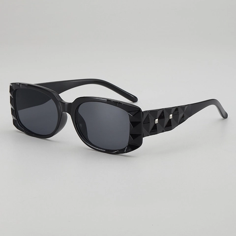 Lunettes De Soleil Rectangulaires Rétro Protection UV Monture PC Verre AC Texture Géométrique Taille Diamant Lunettes De Mode Pour Hommes Et Femmes