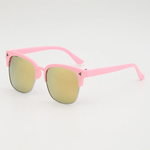Kids Sunglasses UV400 Protection PC Frame AC Lens Metal Semi Rimless Mirrored Colorful Lens Square Retro For Boys Girls