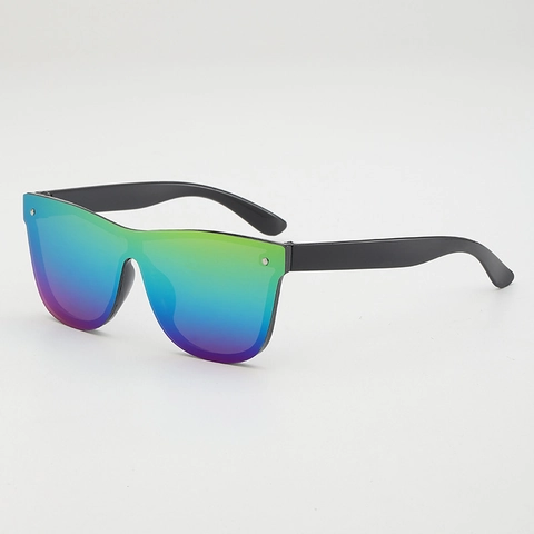 Kinder Shield Sonnenbrille Oversized PC Rahmen AC Gläser UV400 Schutz Nieten Dekor Punk Hip Hop Stil Jungen Mädchen