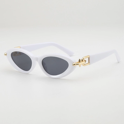 Retro Cat Eye Sunglasses UV400 Protection PC Frame AC Lens Metal Chain Spike Decoration Punk Y2K Style