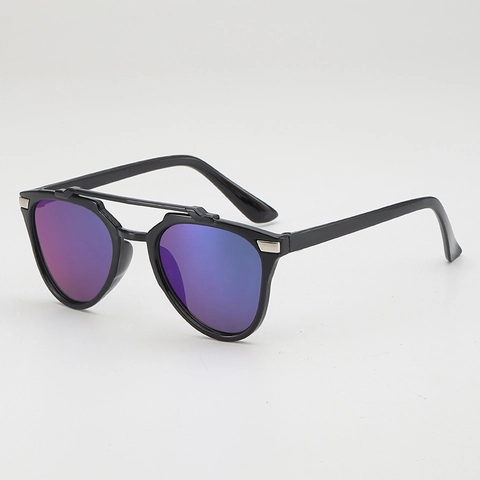 Lunettes De Soleil Enfants Monture PC Verre AC Protection UV Style Aviateur Double Pont Verres Miroir Colorés