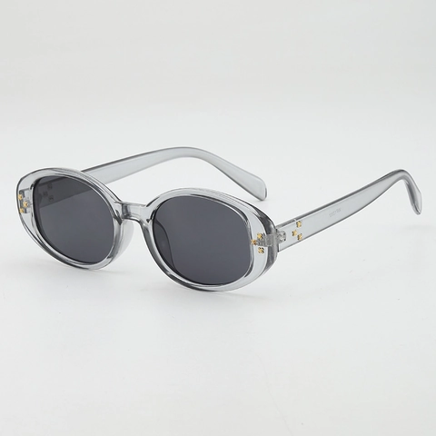 Lunettes De Soleil Ovales Rétro Monture Polycarbonate Verres AC Protection UV400 Conduite Style Hip Hop Rivets Métalliques