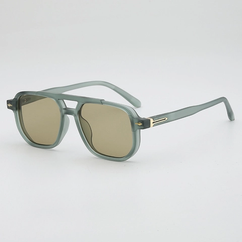 Retro Square Sunglasses Double Bridge PC Frame AC Gradient Lens UV400 Protection Fashion Navigator Eyewear Unisex
