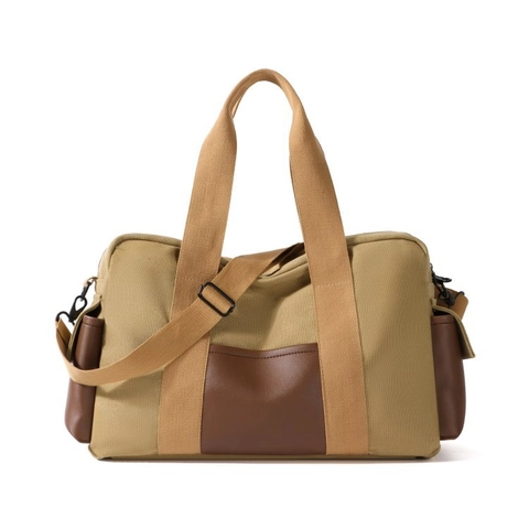 Borsa A Mano In Tela E Pelle PU Retro Grande Capacità Borsa A Spalla Tracolla Viaggio Fitness Palestra Weekend Unisex