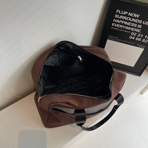 Borsa Tote Grande Capacità Tela PU Pelle Patchwork Borsa A Mano Per Donne Viaggi Pendolari Fine Settimana Semplice Tendenza