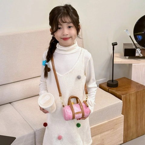 Mini Borsa A Mano A Cilindro Denim Tessuto Finiture In Pelle PU Stile Coreano Borsa A Tracolla Per Ragazze Carina Piccola Versatile