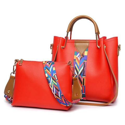 Borsa A Mano E Borsa A Tracolla In Pelle PU Con Tracolla Tessuta Geometrica Colorata Moda Retrò Tote Per Donne