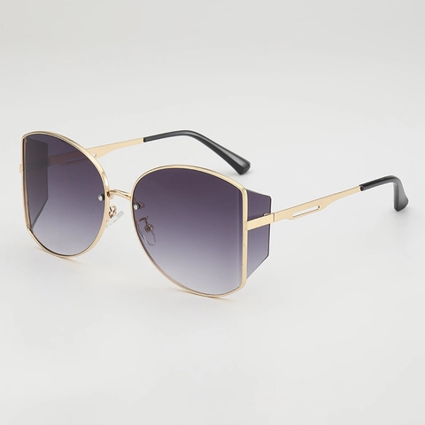 Oversized Metal Frame Sunglasses UV400 Protection Retro Square Butterfly Eyewear With Side Shields For Women Men Outdoor
